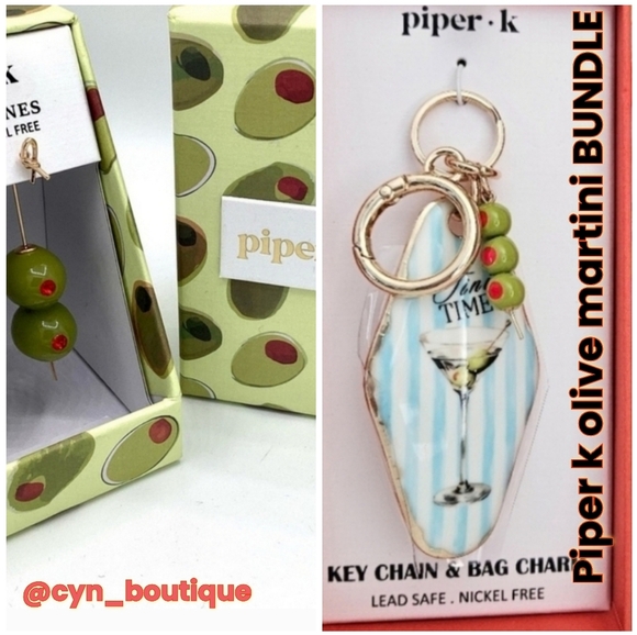 🔹️Piper K 🔹Viral Martini  Olive glass stone dangle earrings  & Keychain✨️🫒 - Picture 5 of 8